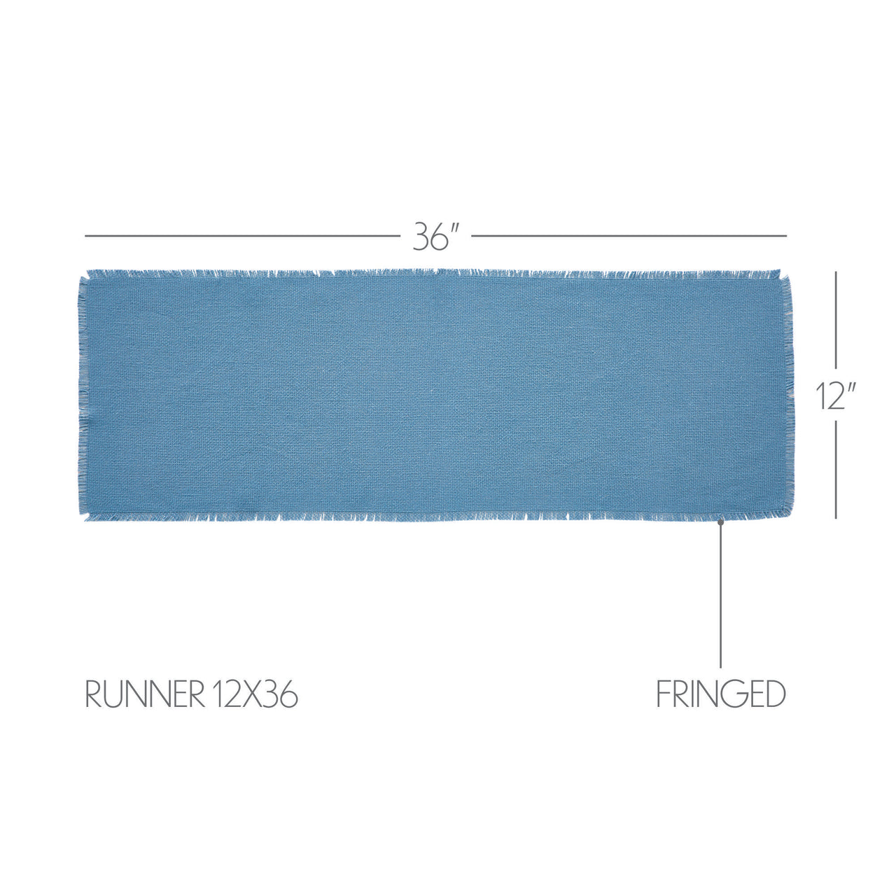 Burlap Blue Table Runner Fringed 12"x36" VHC Brands - The Fox Decor