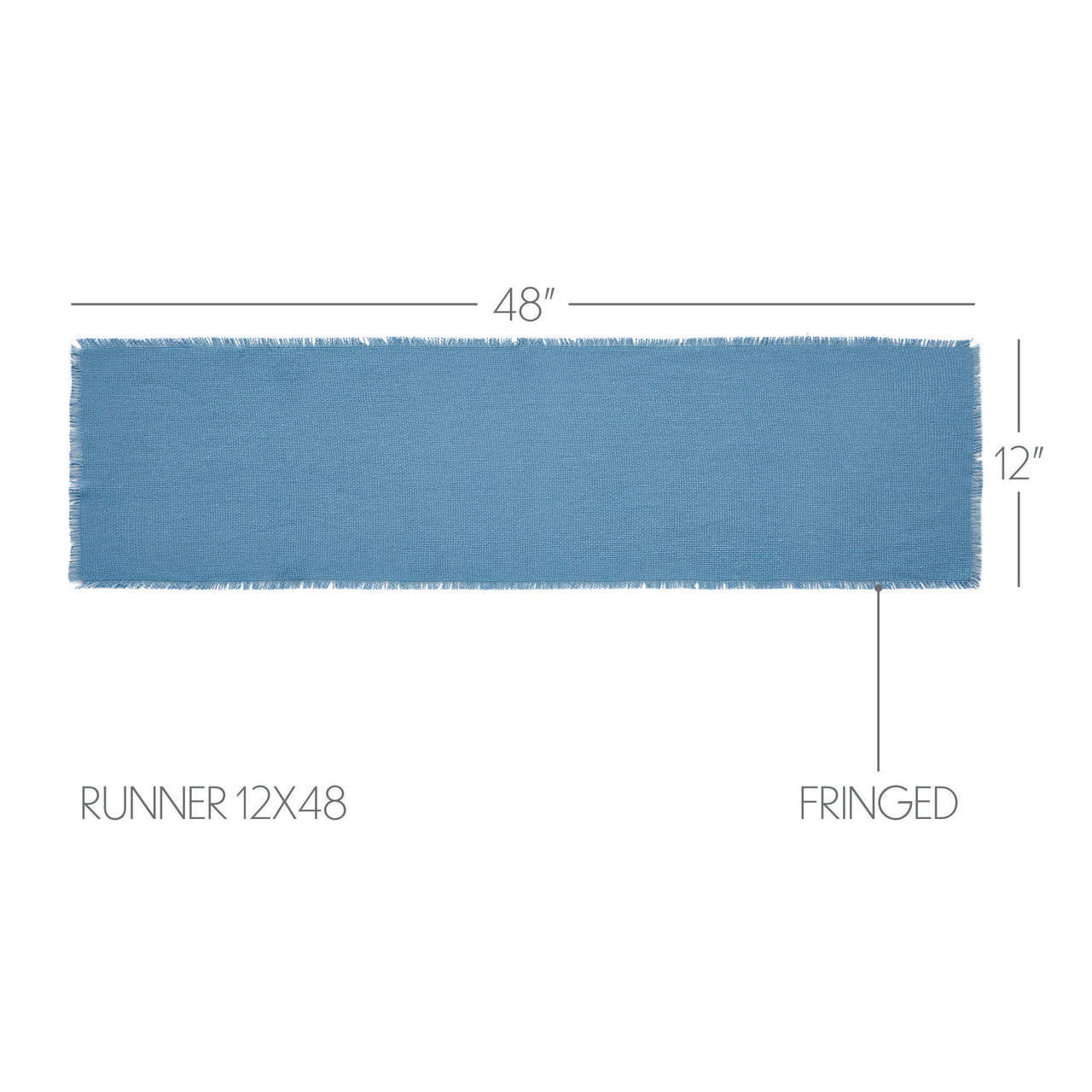 Burlap Blue Table Runner Fringed 12"x48" VHC Brands - The Fox Decor