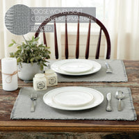 Burlap Dove Grey Placemat Set of 6 Fringed 13