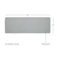 Burlap Dove Grey Table Runner Fringed 12