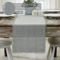 Burlap Dove Grey Table Runner Fringed 12