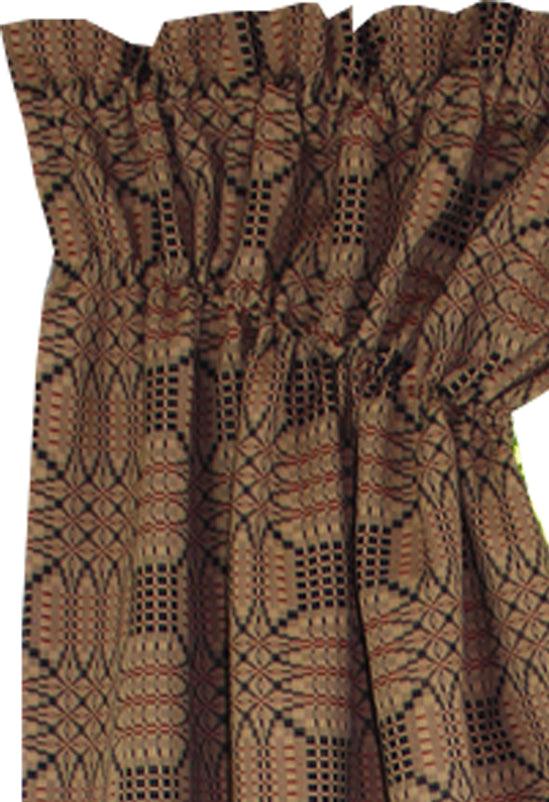 Trenton Jacquard Nutmeg Black Red Gathered Swag C6243025 - The Fox Decor