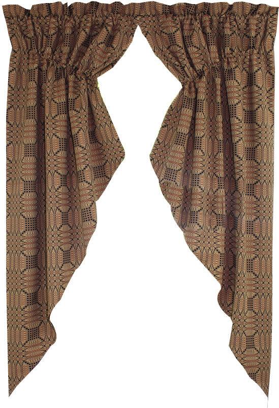 Trenton Jacquard Nutmeg Black Red Gathered Swag C6243025 - The Fox Decor