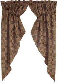 Trenton Jacquard Nutmeg Black Red Gathered Swag C6243025 - The Fox Decor