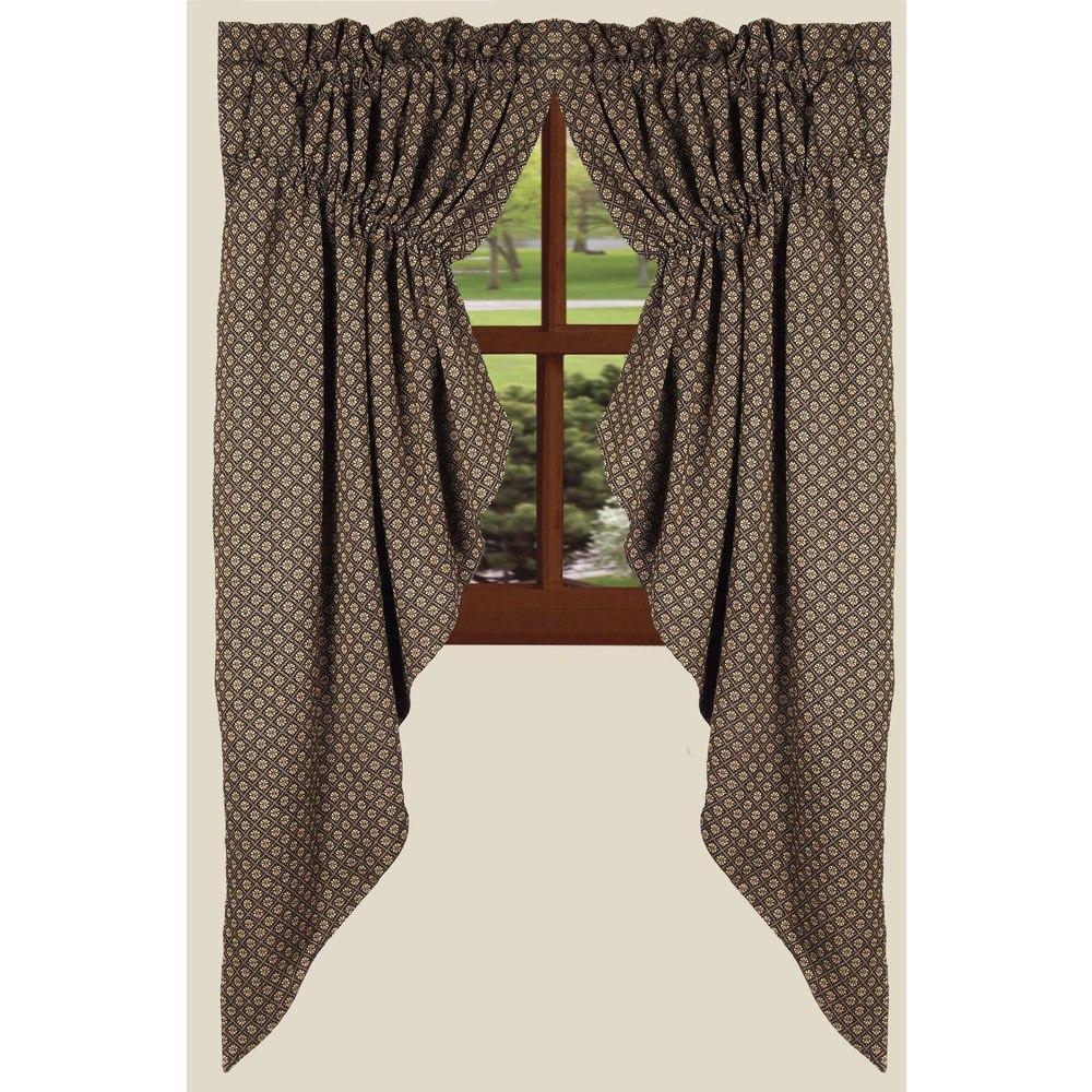 Black Nutmeg Kingston Jacquard Gathered Swag Lined C6310011 - The Fox Decor