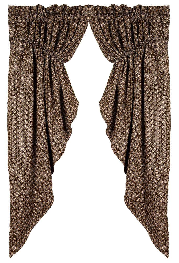 Black Nutmeg Kingston Jacquard Gathered Swag Lined C6310011 - The Fox Decor