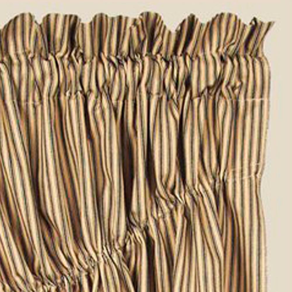 Black Nutmeg York Ticking Gathered Swag Lined C6880011 - The Fox Decor