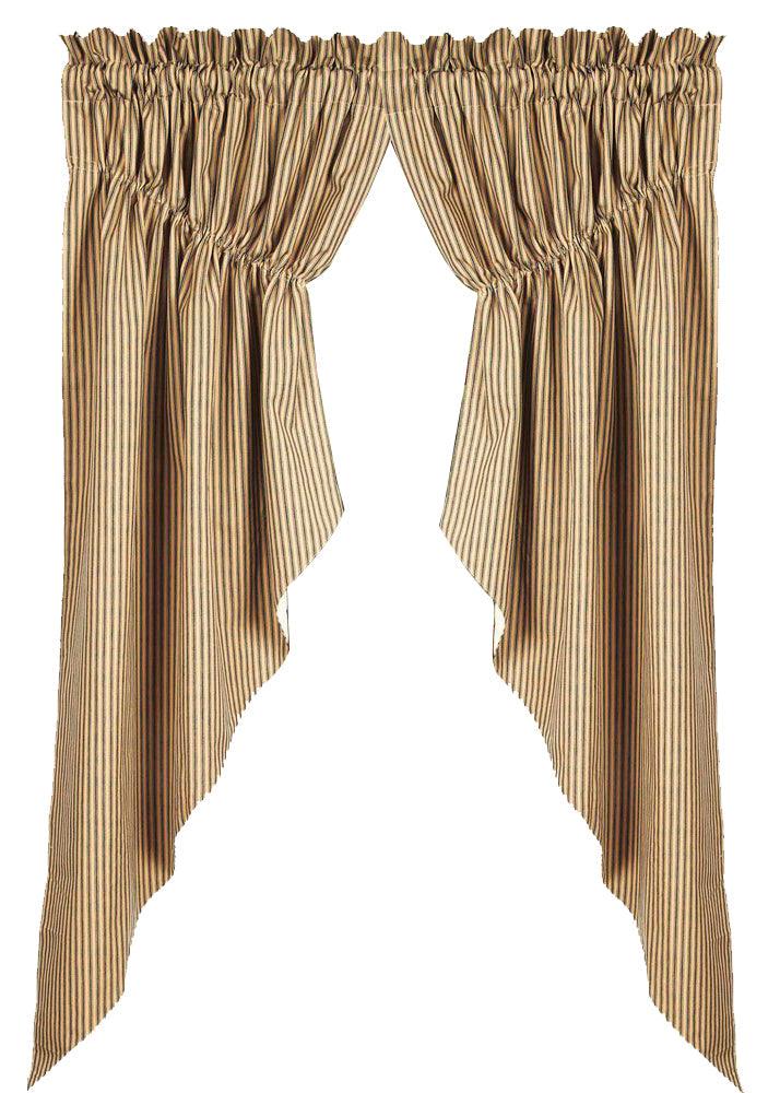 Black Nutmeg York Ticking Gathered Swag Lined C6880011 - The Fox Decor