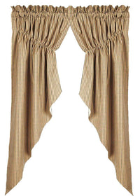 Black Nutmeg York Ticking Gathered Swag Lined C6880011 - The Fox Decor