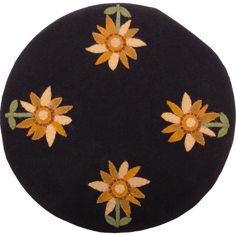 Sunflower Power Candle Mat Black Set Of Two CMDG0037 - The Fox Decor