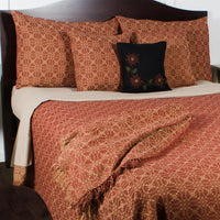 Barn Red Tan Marshfield Jacquard Bed Cover Queen CQ106017 - The Fox Decor