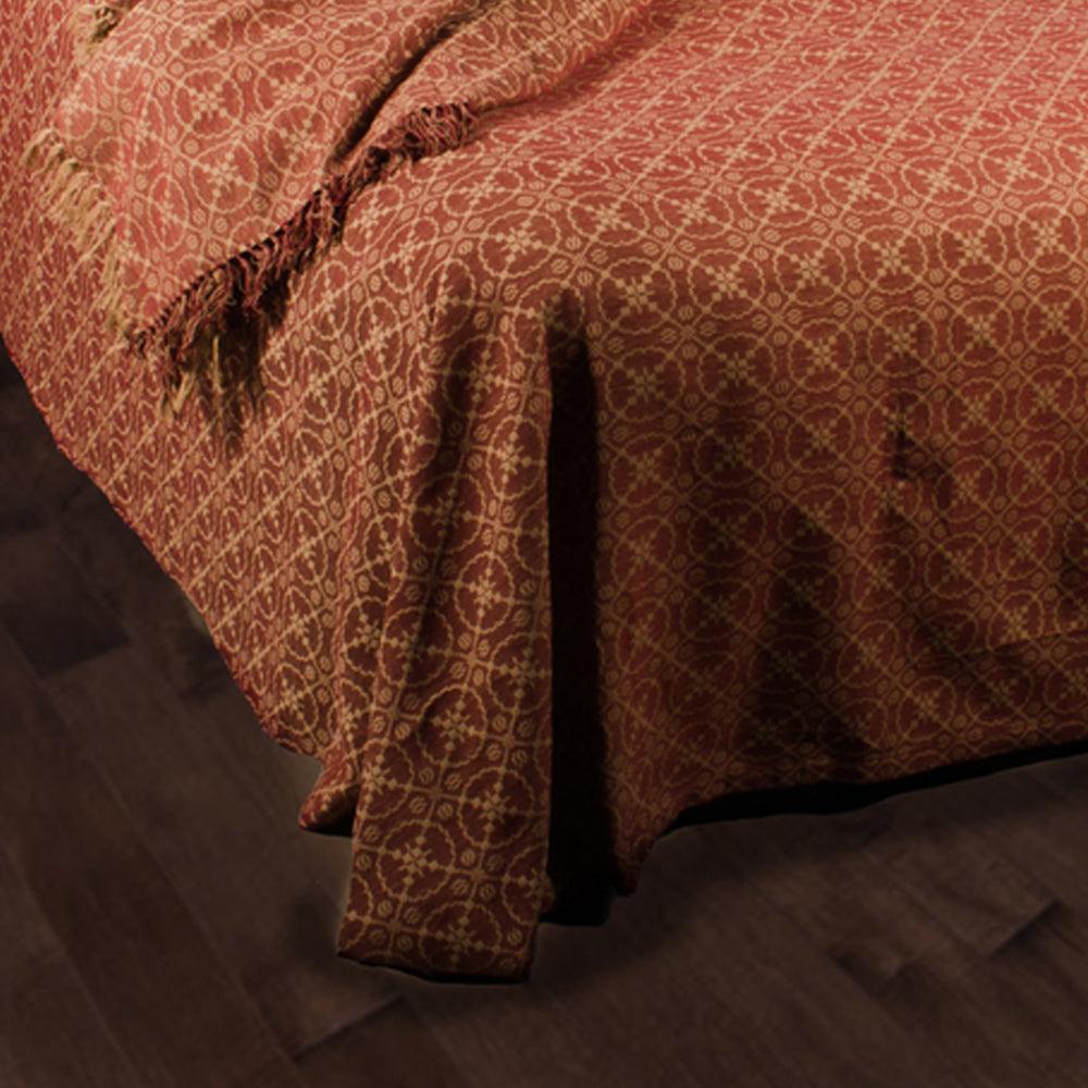 Barn Red Tan Marshfield Jacquard Bed Cover Queen CQ106017 - The Fox Decor