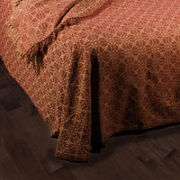 Barn Red Tan Marshfield Jacquard Bed Cover Queen CQ106017 - The Fox Decor