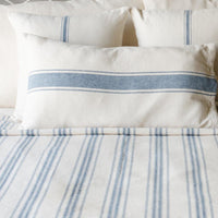 Colonial Blue Cream Grain Sack Stripe Bed Cover Queen CQ165014 - The Fox Decor