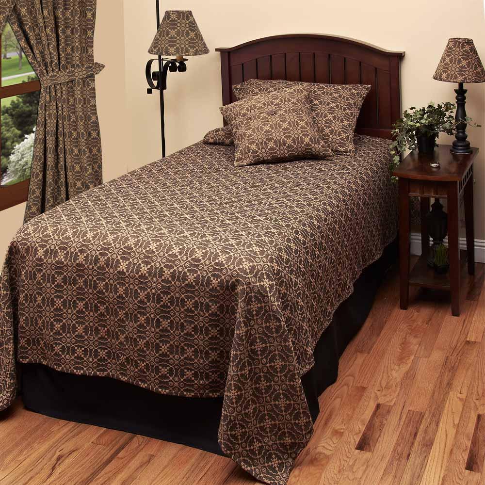Black Tan Marshfield Jacquard Bed Cover Twin CT106011 - The Fox Decor