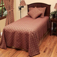 Barn Red Tan Marshfield Jacquard Bed Cover Twin CT106017 - The Fox Decor