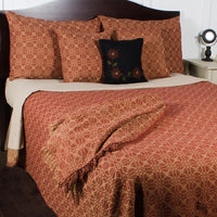 Barn Red Tan Marshfield Jacquard Bed Cover Twin CT106017 - The Fox Decor