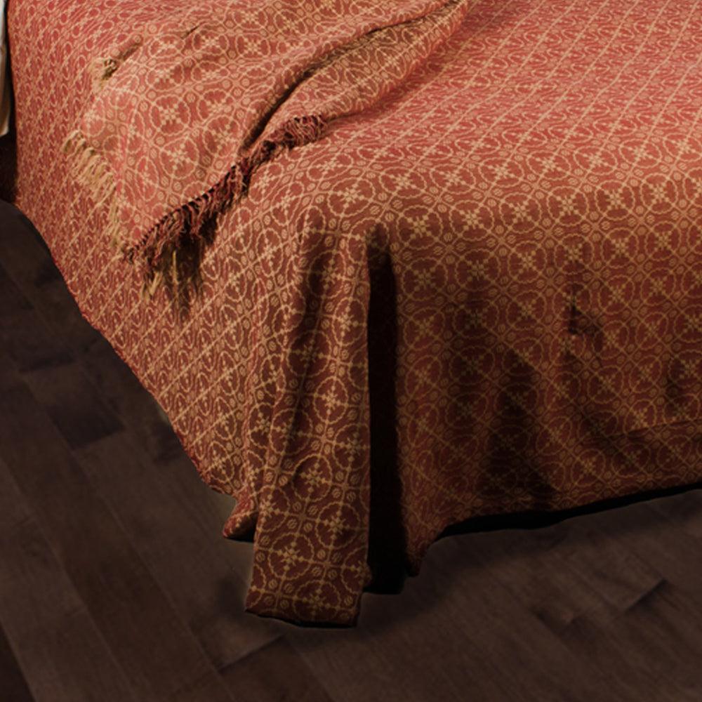 Barn Red Tan Marshfield Jacquard Bed Cover Twin CT106017 - The Fox Decor