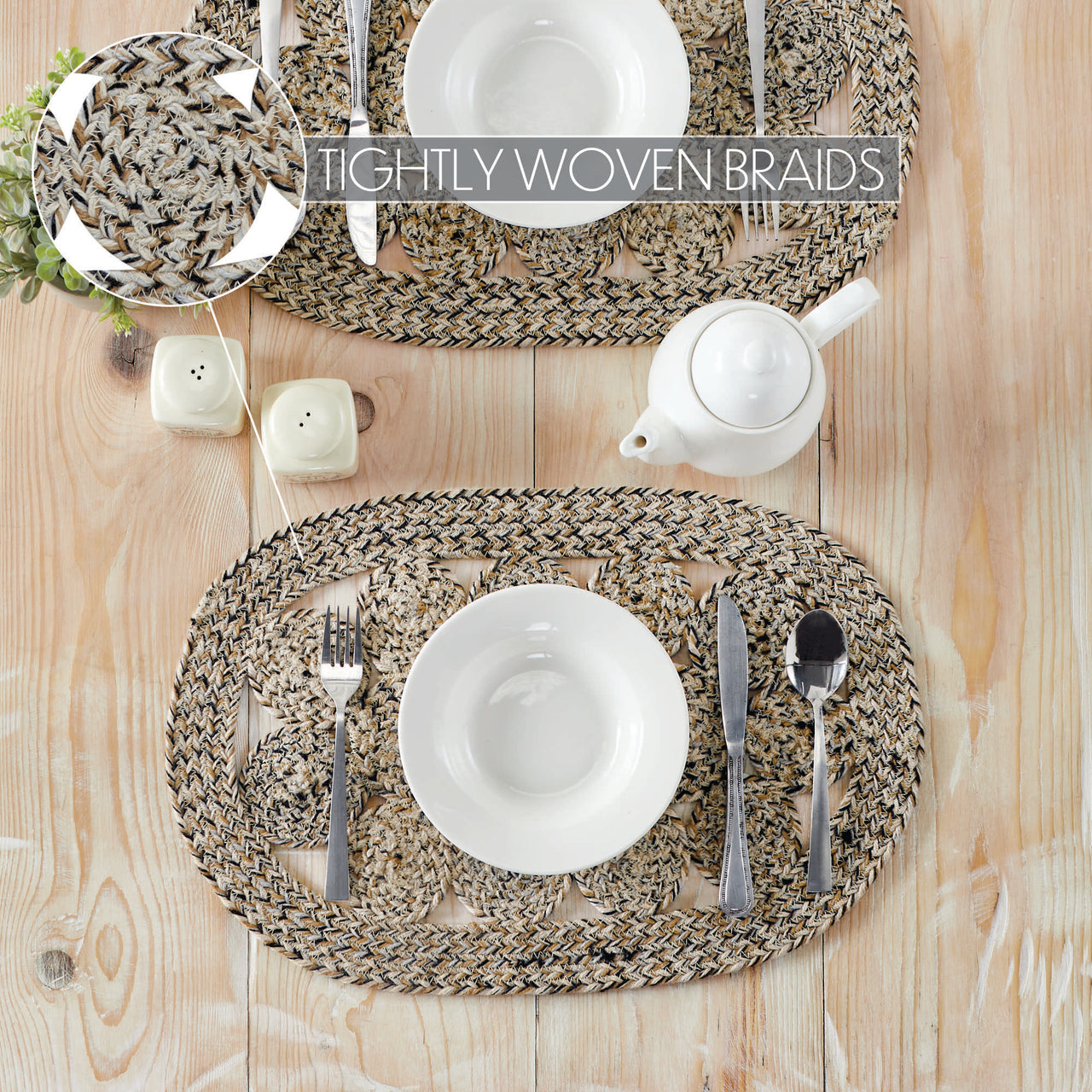 Celeste Blended Pebble Indoor/Outdoor Braided Placemat 13"x19" VHC Brands - The Fox Decor