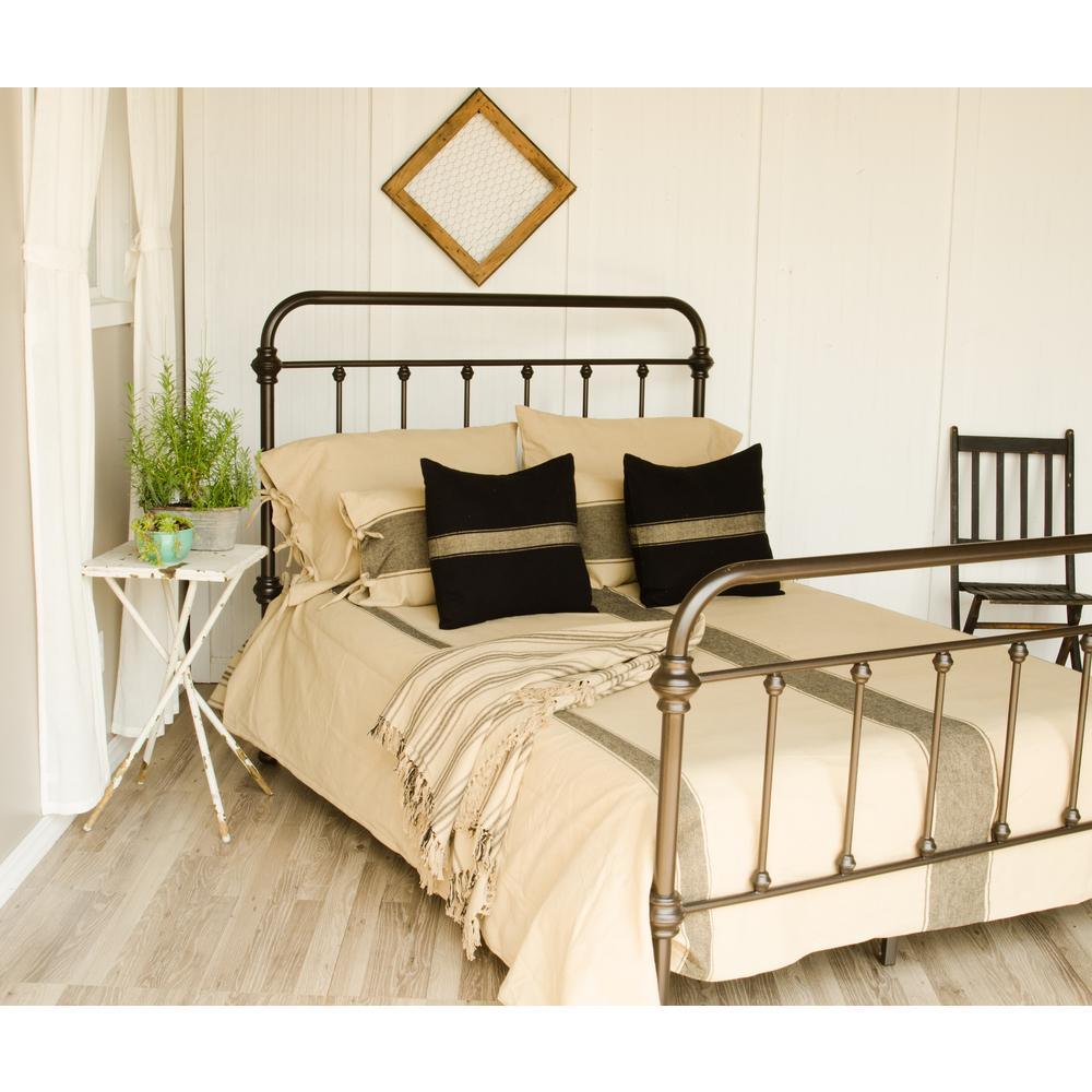 Grain Sack Stripe Oat Black Queen Duvet Cover DQ164011 - The Fox Decor