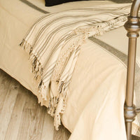 Grain Sack Stripe Oat Black Queen Duvet Cover DQ164011 - The Fox Decor