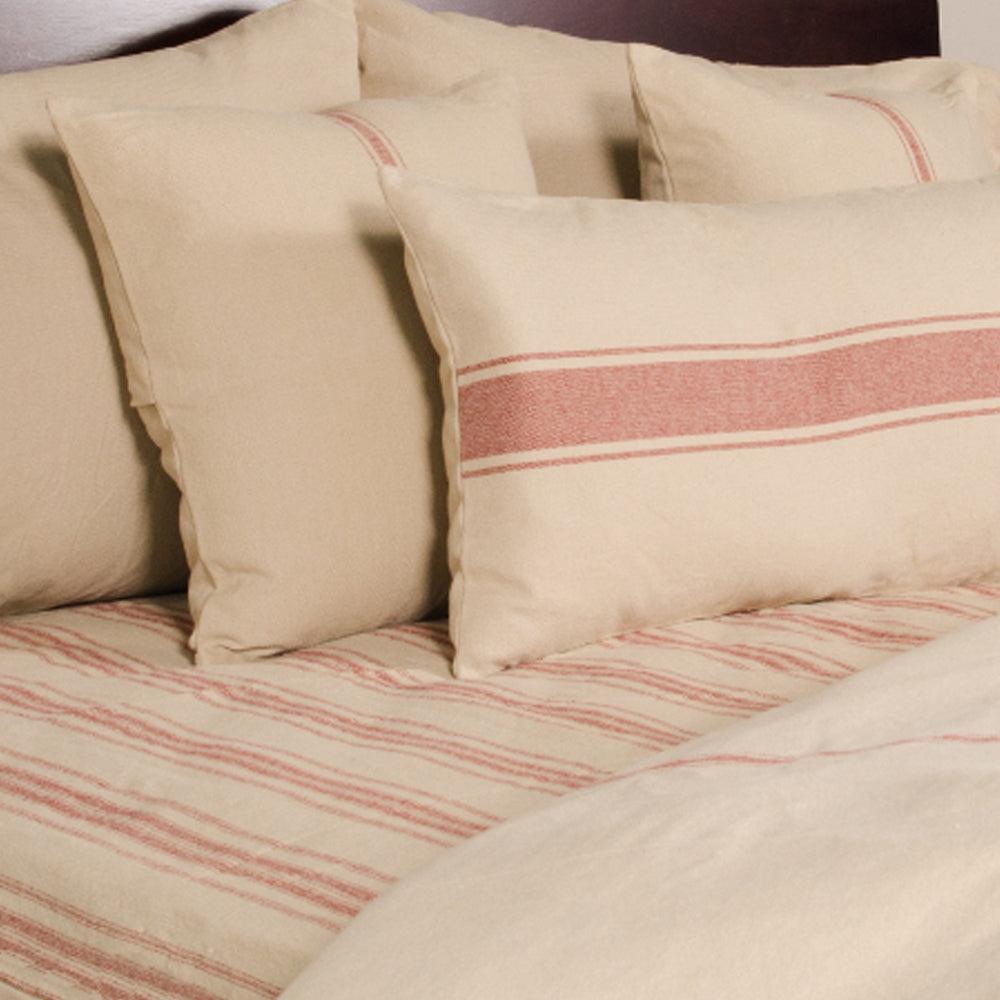 Oat Barn Red Grain Sack Solid Duvet Cover (Tie Closure) DQ164017 - The Fox Decor