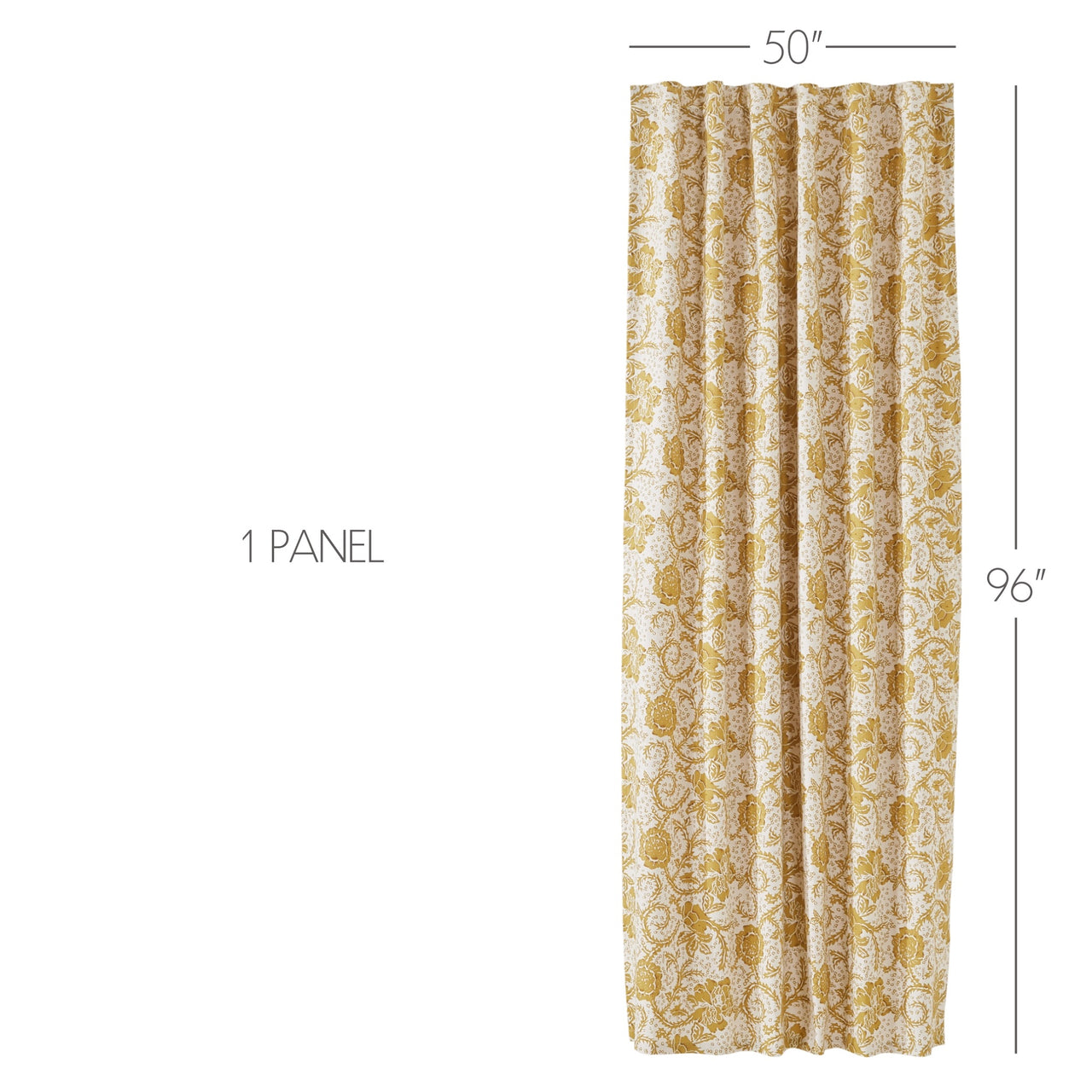 Dorset Gold Floral Panel Curtain 96"x50" VHC Brands - The Fox Decor