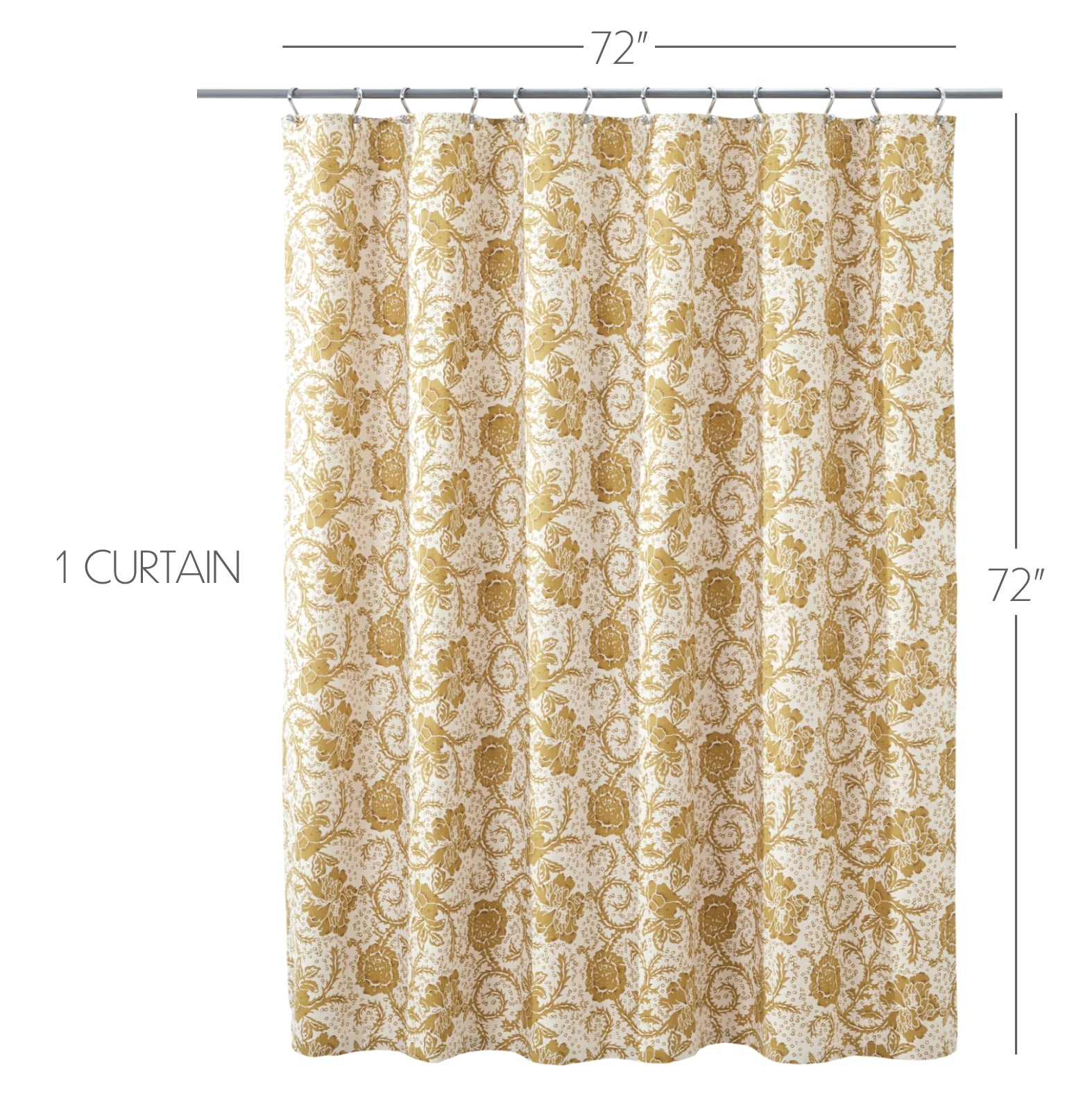 Dorset Gold Floral Shower Curtain 72