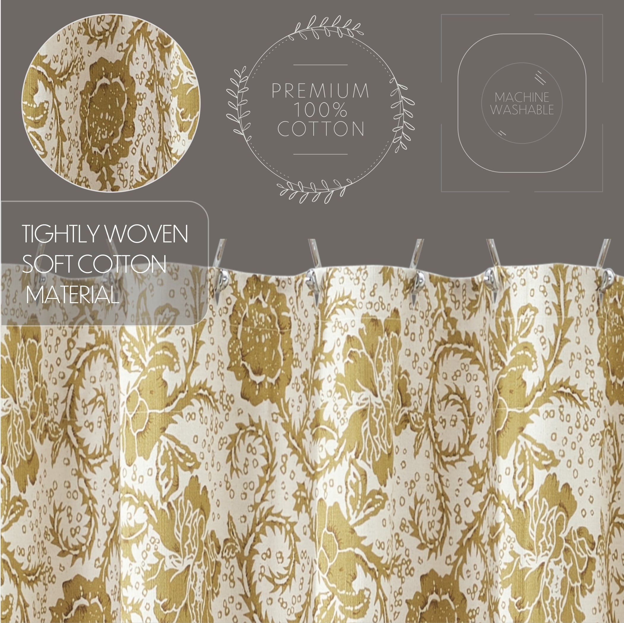 Dorset Gold Floral Shower Curtain 72