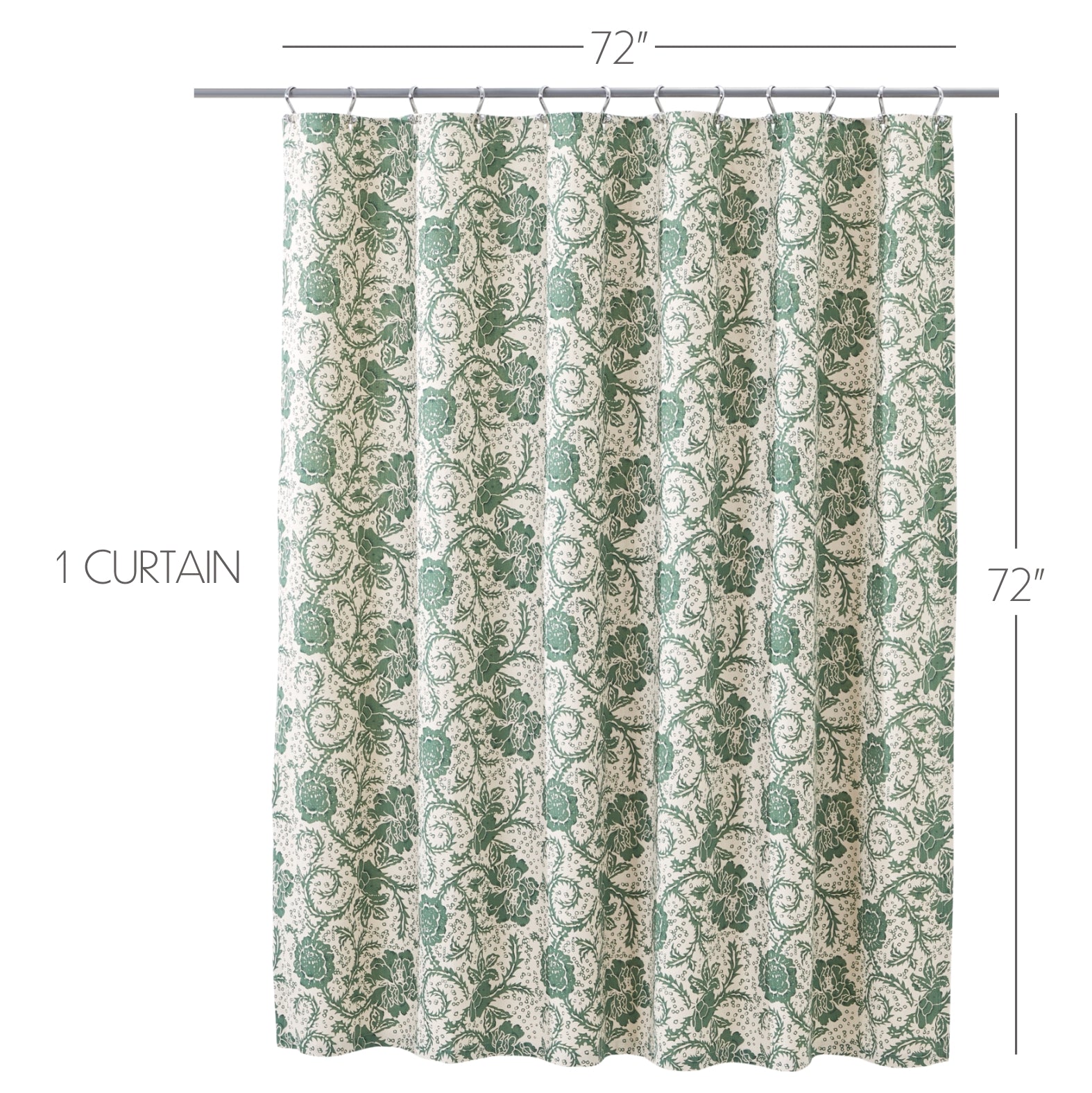 Dorset Green Floral Shower Curtain 72