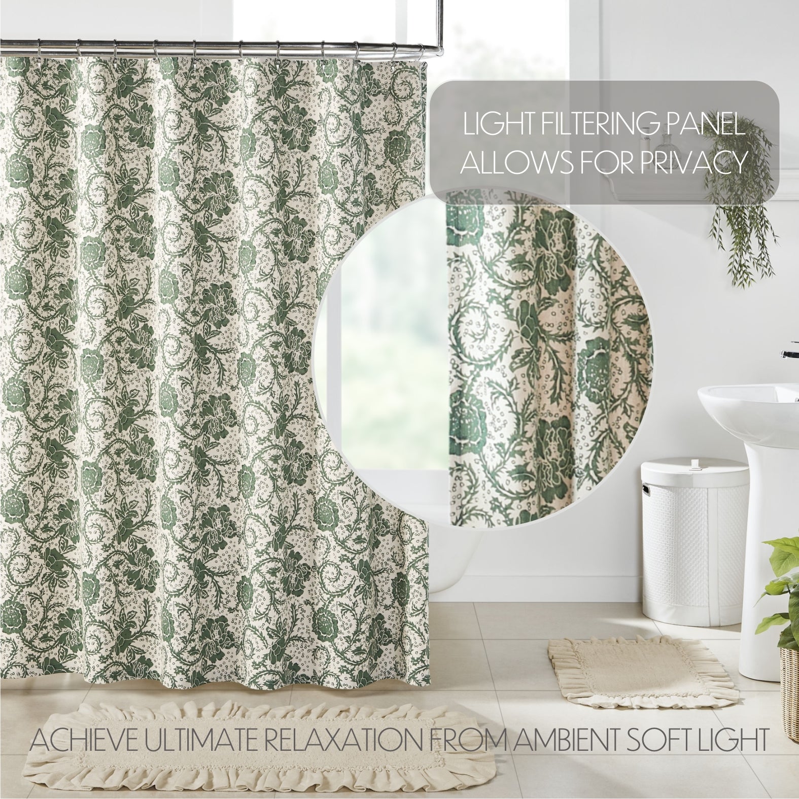 Dorset Green Floral Shower Curtain 72
