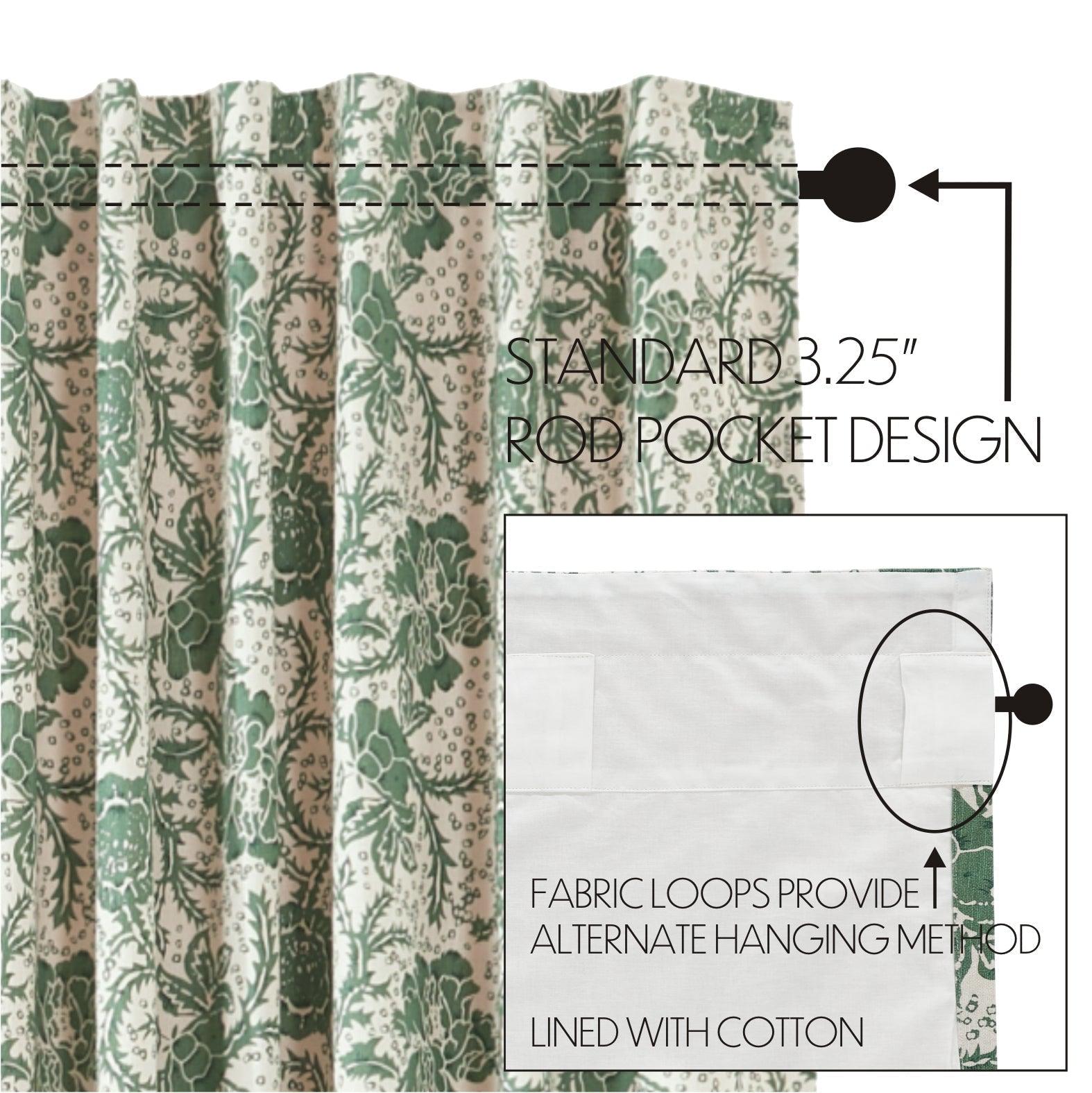 Dorset Green Floral Swag Curtain Set of 2 36x36x16 VHC Brands - The Fox Decor