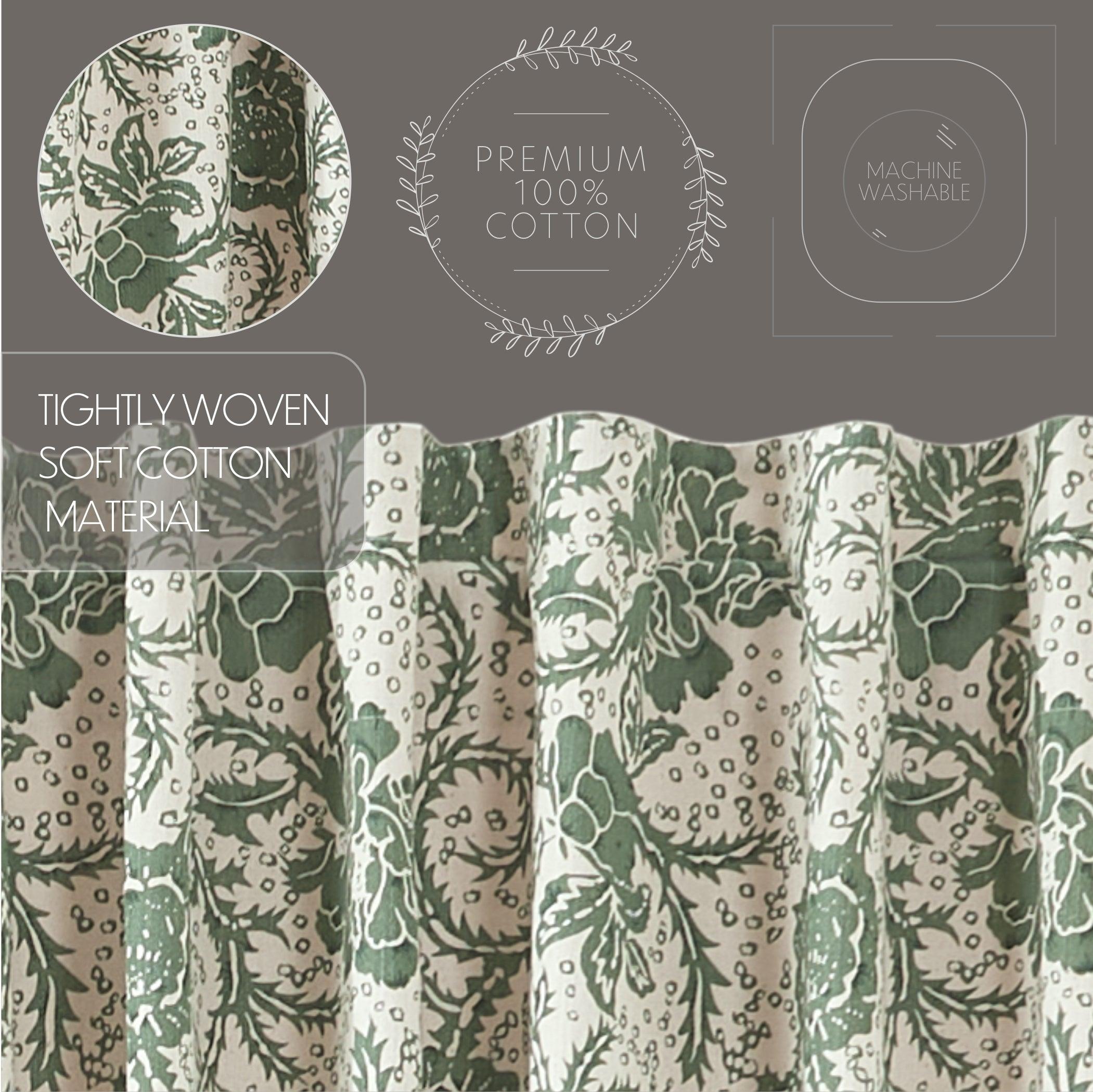 Dorset Green Floral Short Panel Curtain Set of 2 63x36 VHC Brands - The Fox Decor