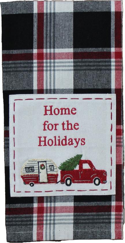 Winter Plaid Black, Red, Cream towel ET044020 - The Fox Decor