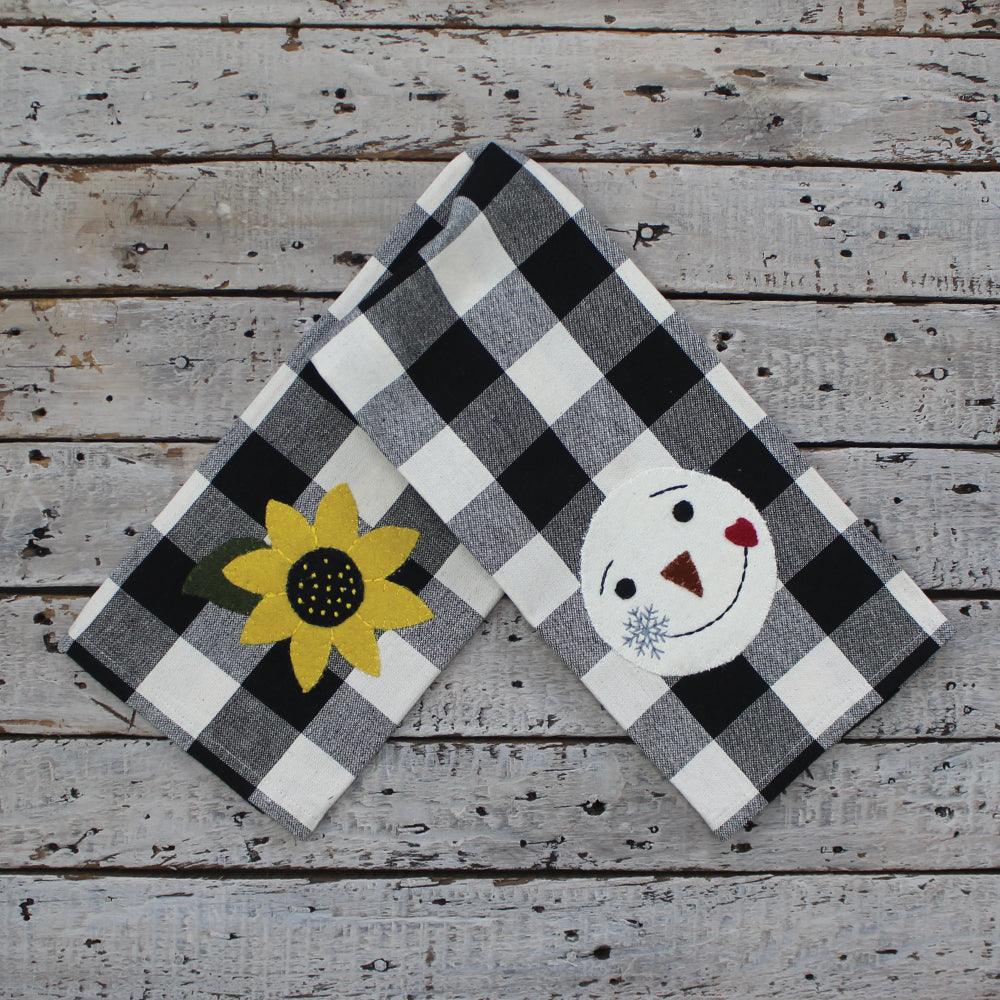 2 in 1 Buffalo Check Sunflower, Snowman Face Towel Set of two ET220018 - The Fox Decor