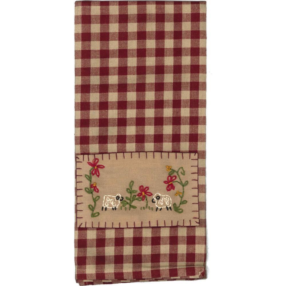 Barn Red Nutmeg 2 Sheep Towel Set Of Two ETAS0050 - The Fox Decor