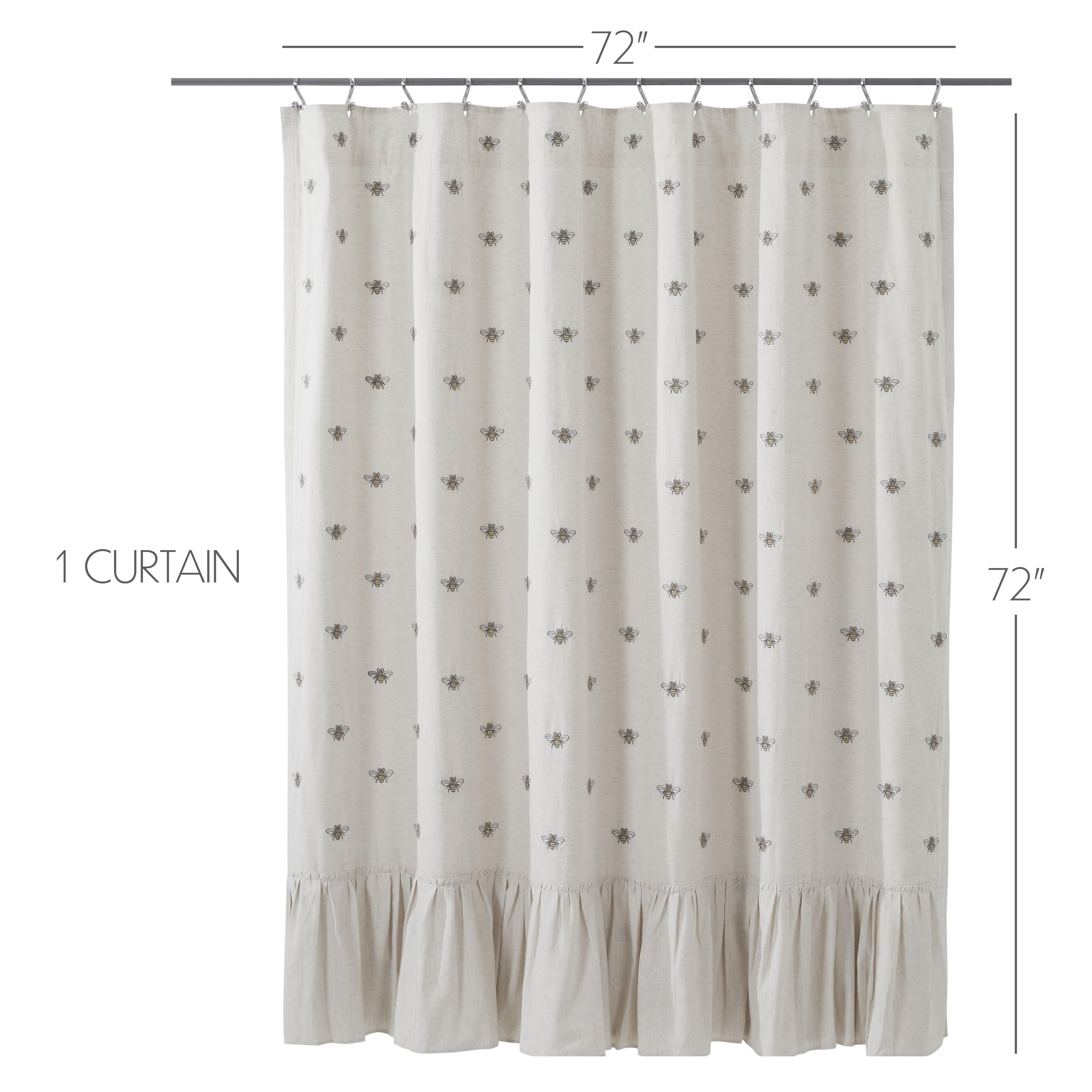 Embroidered Bee Shower Curtain 72x72 VHC Brands - The Fox Decor