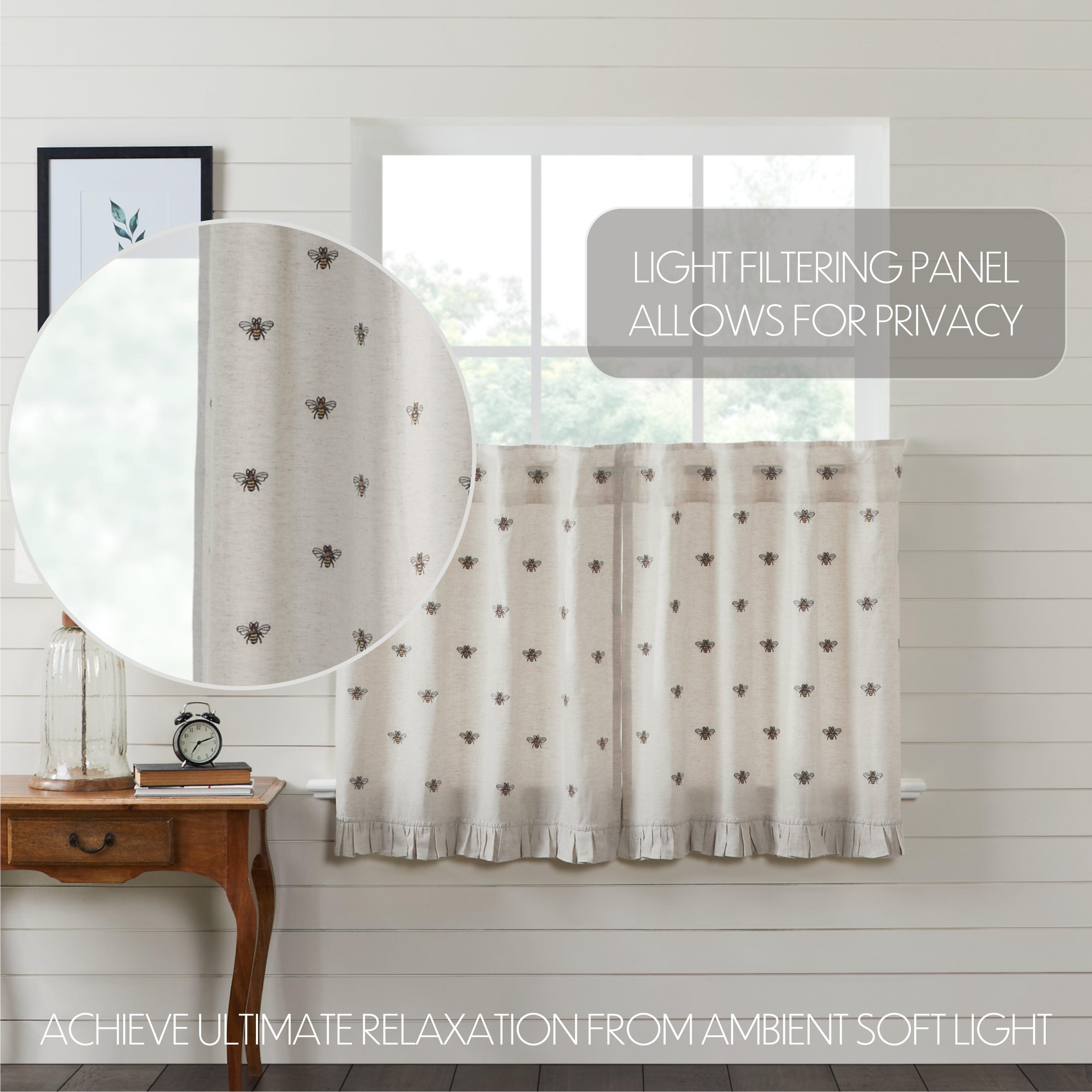 Embroidered Bee Tier Curtain Set of 2 L36xW36 VHC Brands - The Fox Decor