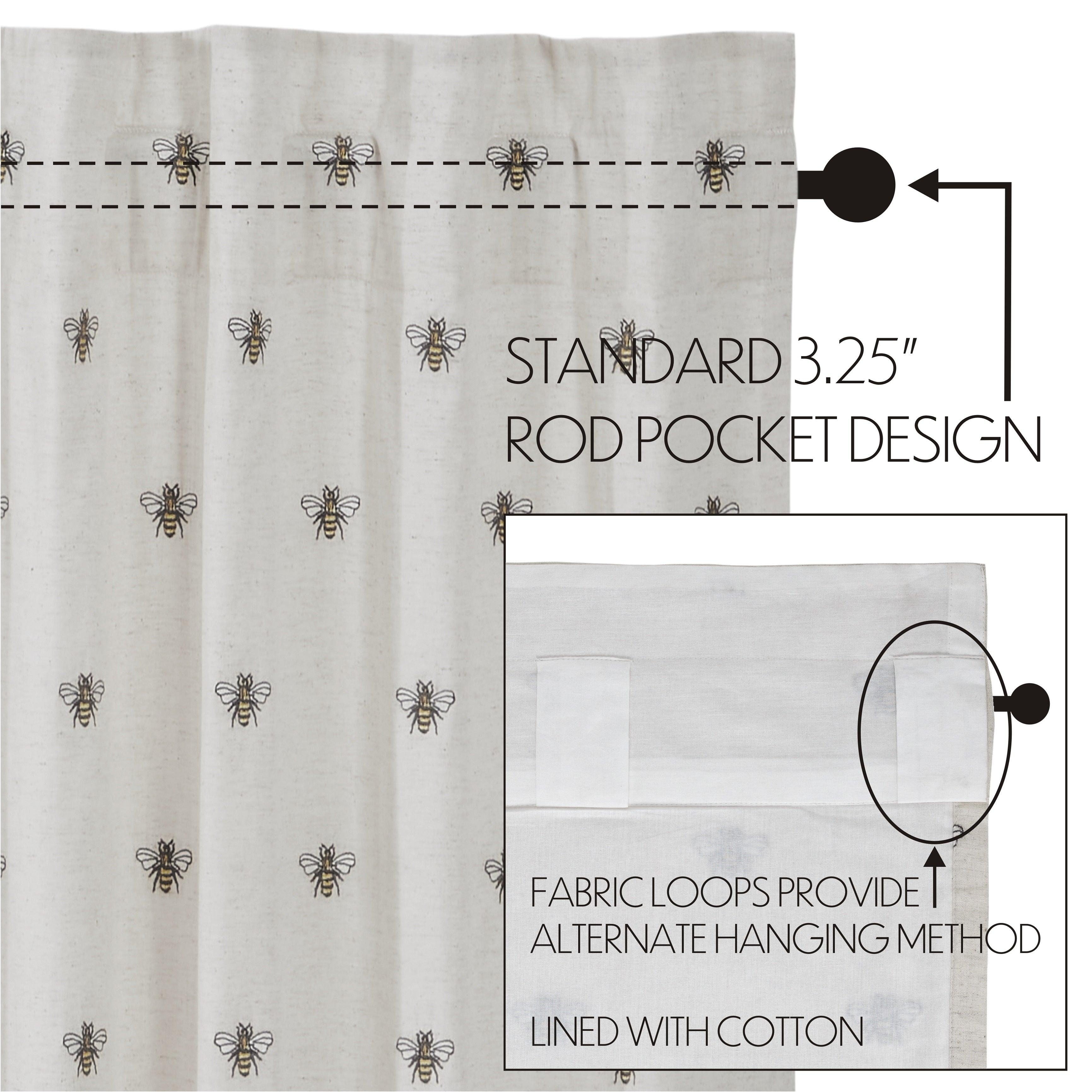 Embroidered Bee Tier Curtain Set of 2 L36xW36 VHC Brands - The Fox Decor