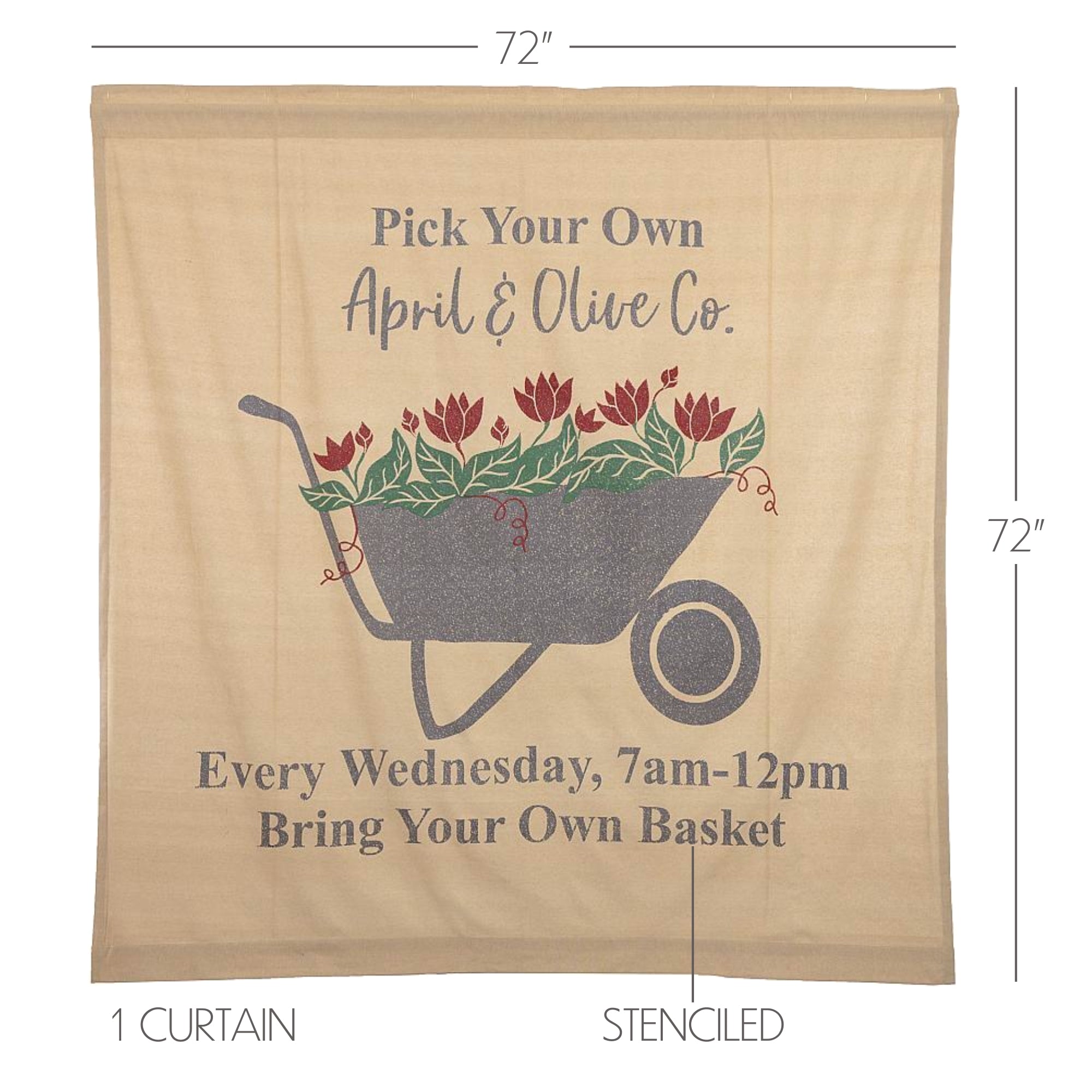 Farmer's Market Wheelbarrow Shower Curtain 72