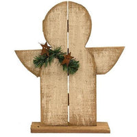 Rustic Wood Shabby Chic Angel on Base - The Fox Decor