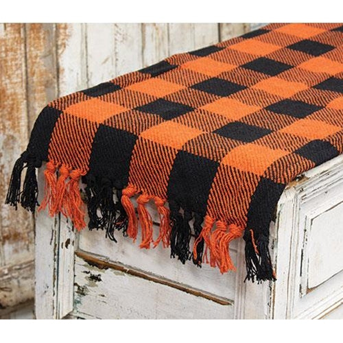 Orange & Black Buffalo Check Long Runner 14"x56" - The Fox Decor