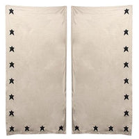 Farmhouse Star Patch Applique Window Panel Curtains Set of 2 84