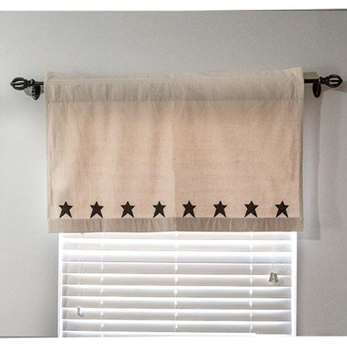 Farmhouse Star Patch Applique Tier Curtains 36