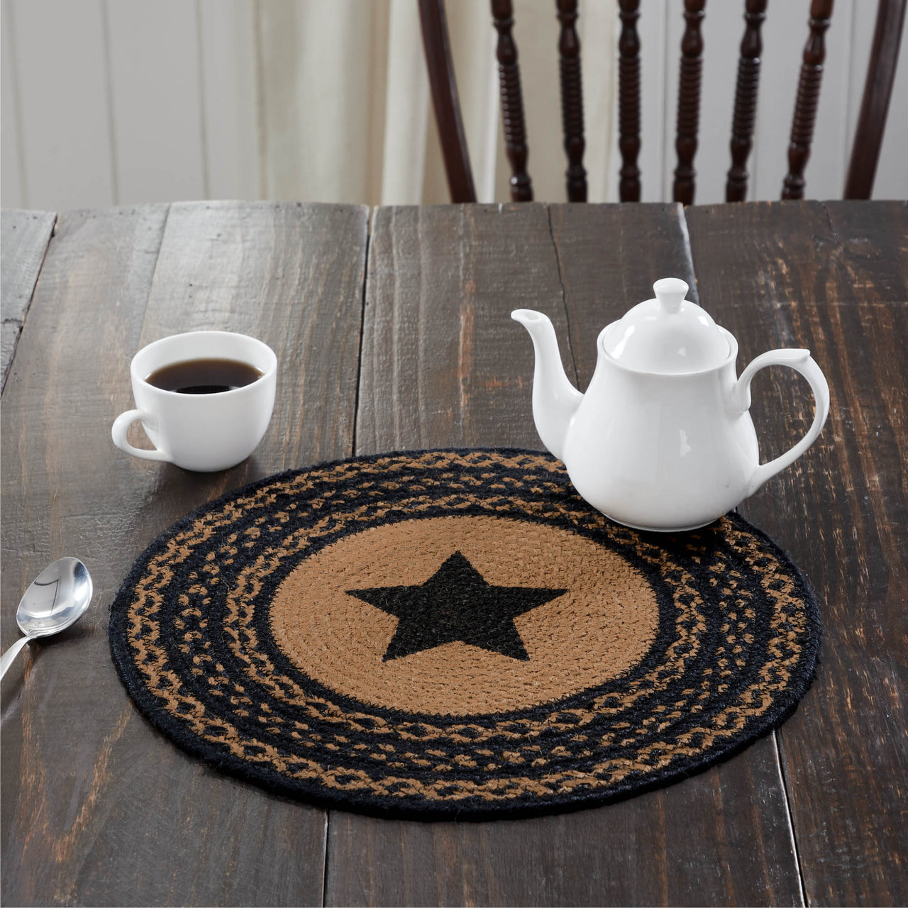 Farmhouse Jute Braided Trivet Stencil Star 15" VHC Brands - The Fox Decor