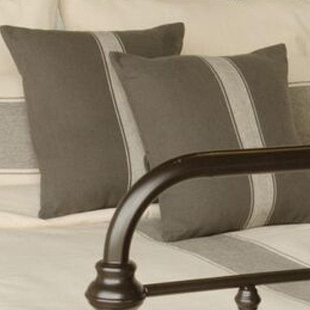 Grain Sack Stripe Cream Pewter Lumbar Pillow Cover LC165065 - The Fox Decor