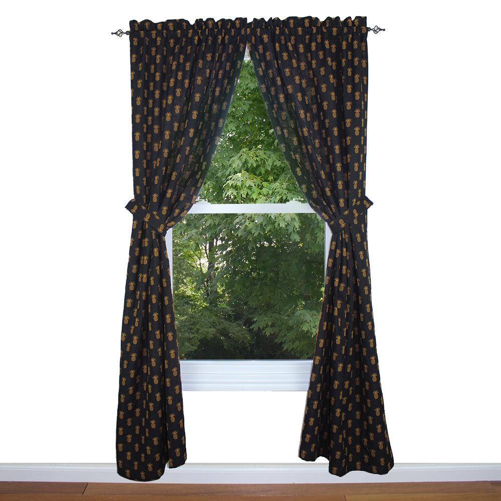 Pineapple Town - Black Drapery Panels P8660011 - The Fox Decor