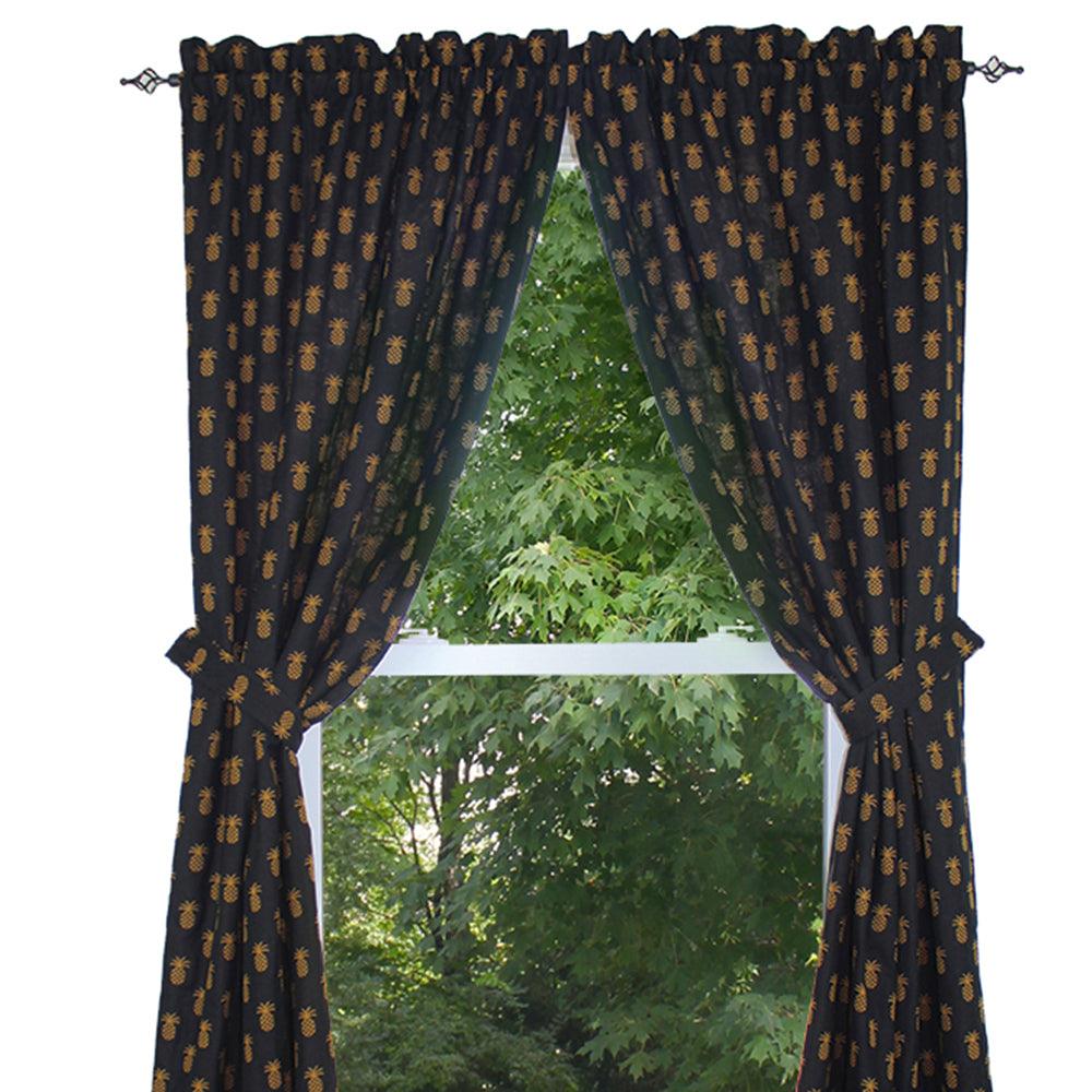 Pineapple Town - Black Drapery Panels P8660011 - The Fox Decor
