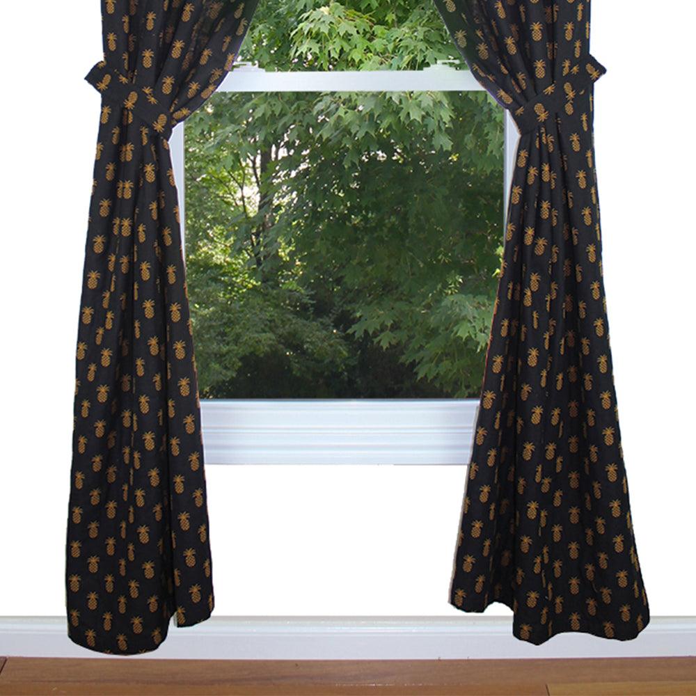 Pineapple Town - Black Drapery Panels P8660011 - The Fox Decor