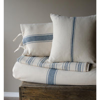 Colonial Blue Cream Grain Sack Stripe Pillow Cover PC165014 - The Fox Decor